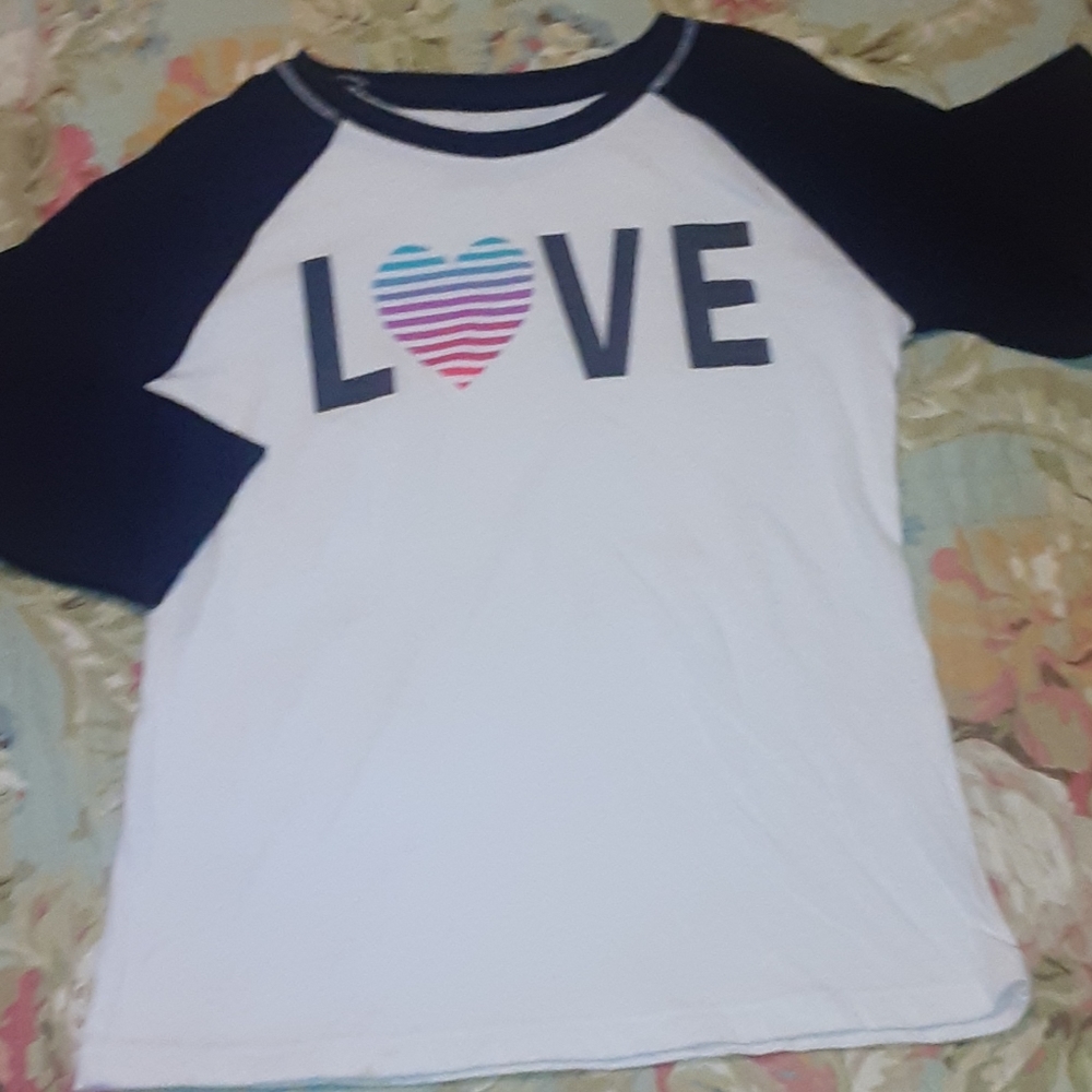 Girls 3/4' sleeve color block shirt